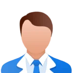 A simple illustrated icon of a smiling client