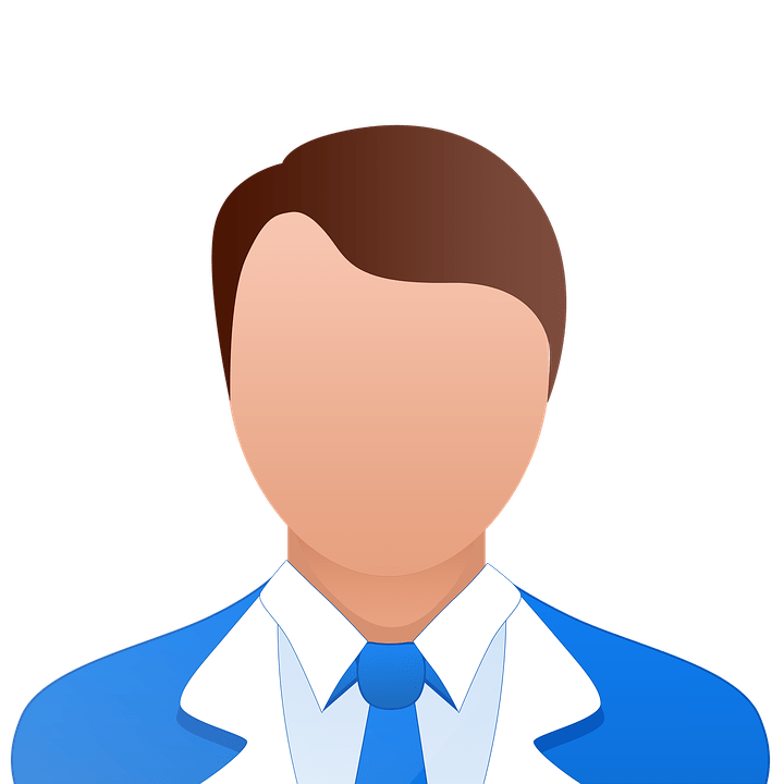 A simple illustrated icon of a smiling client