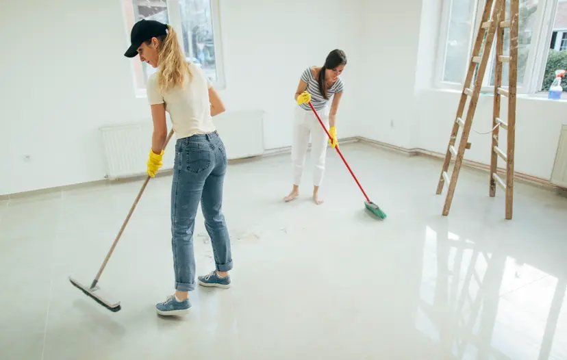Professional Move Out Cleaning Southampton - Deep Clean Service Professional cleaners mopping floors in empty property after tenants moved out in Southampton showing move out cleaning standards
